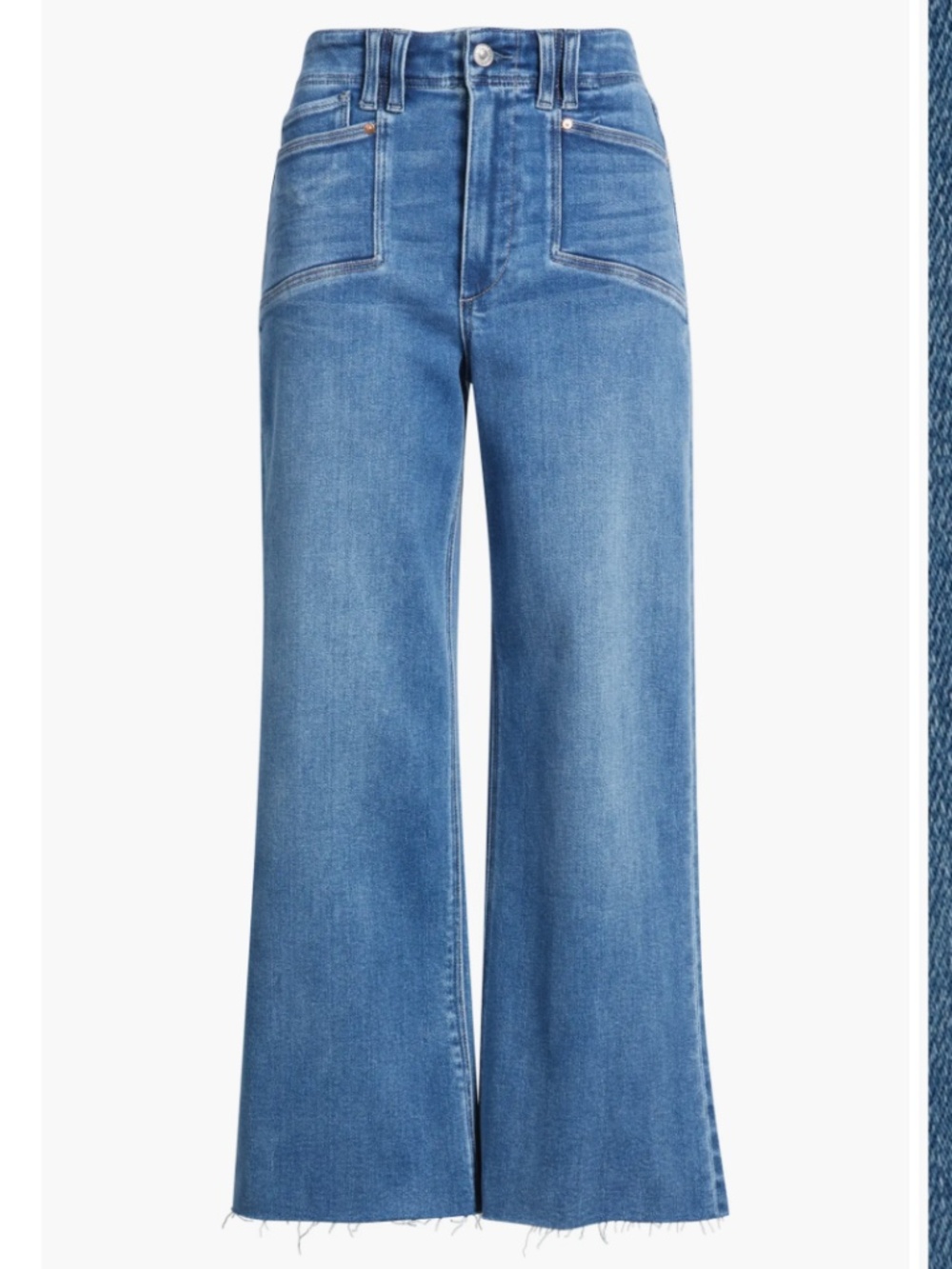 PAIGE "Anessa" High-Rise Crop Wide-Leg Raw Hem Jeans: Sz 29